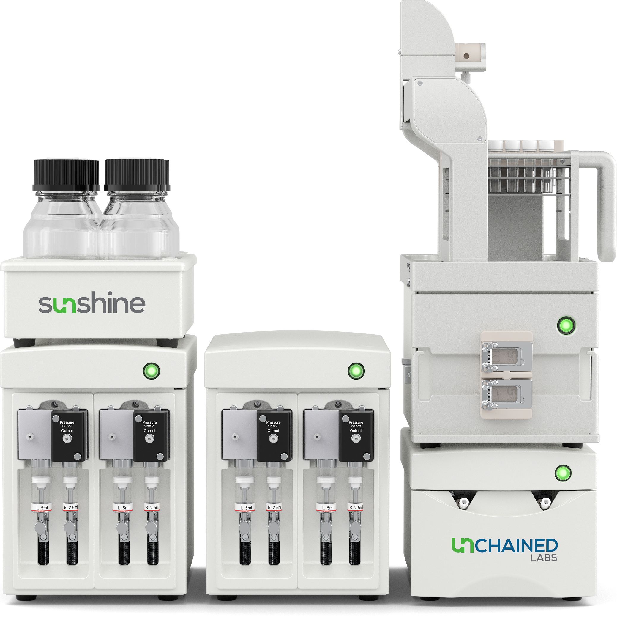 Sunshine system for automated LNP process development and nanoparticle scale-up.